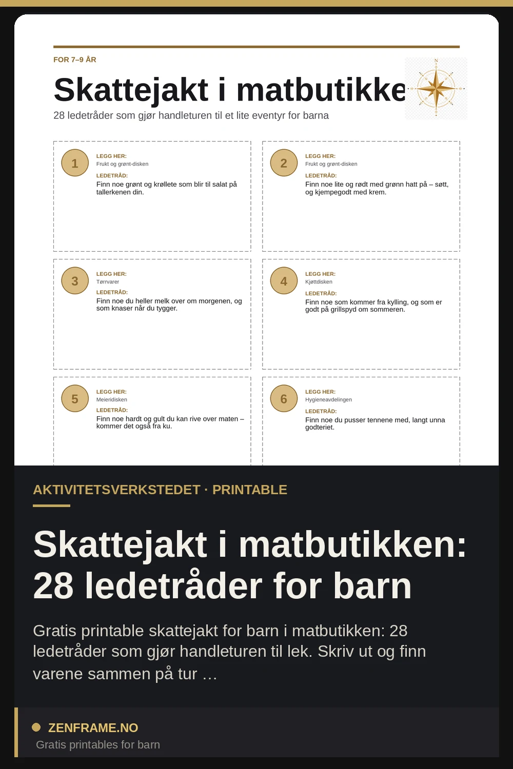Skattejakt i matbutikken: 28 ledetråder for barn — Zenframe