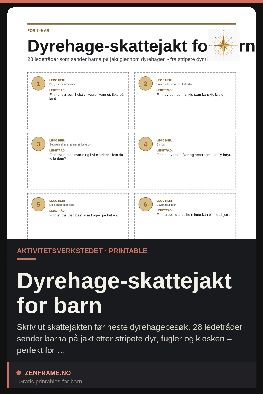 Dierentuin-speurtocht voor kinderen — Zenframe