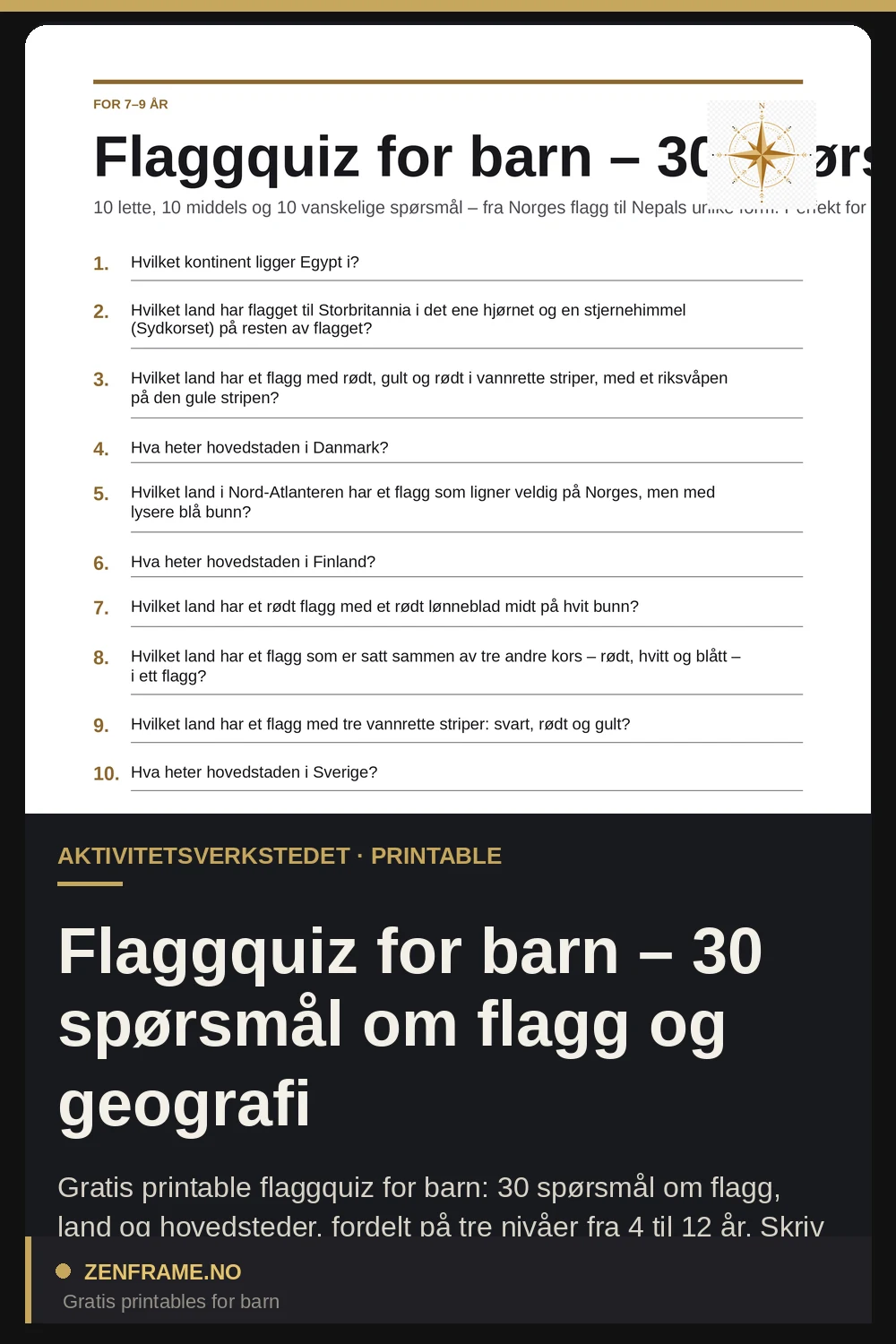 Flaggquiz for barn – 30 spørsmål om flagg og geografi — Zenframe
