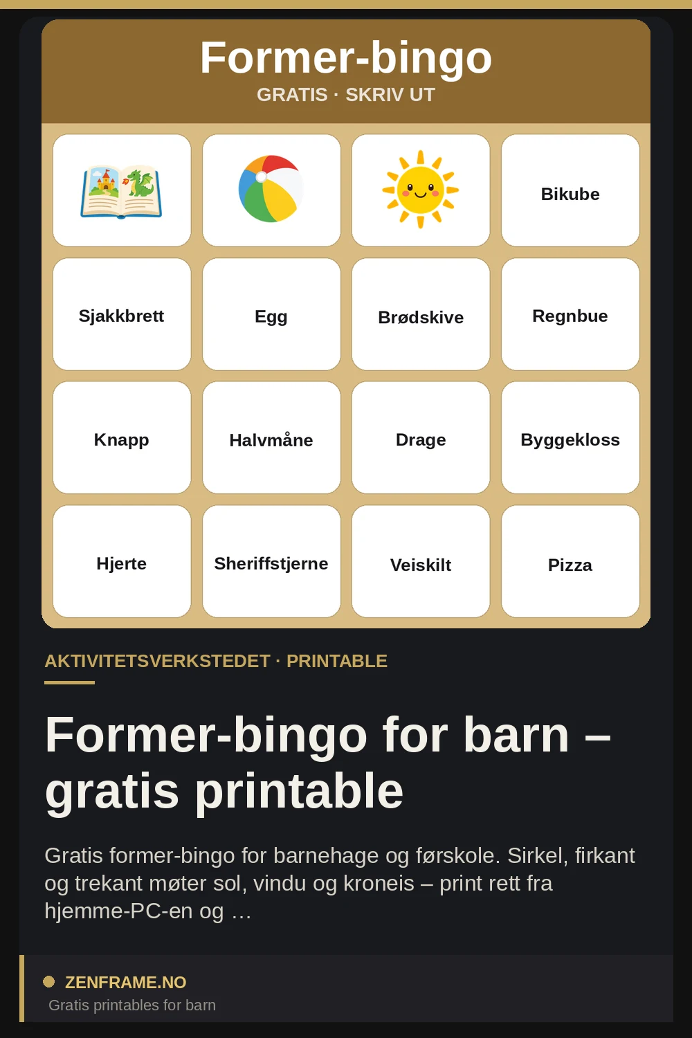 Former-bingo for barn – gratis printable — Zenframe