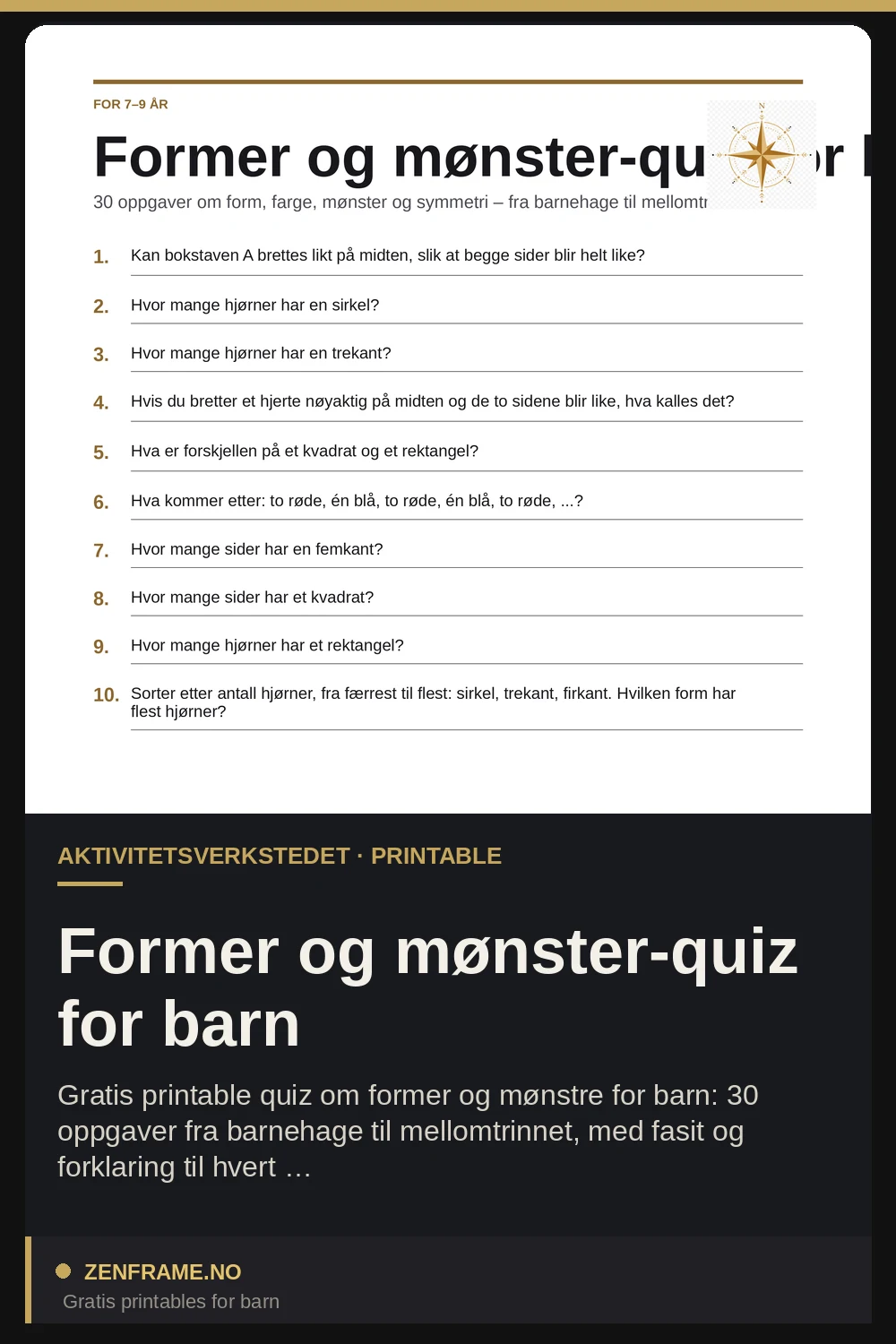Quiz forme e sequenze per bambini — Zenframe