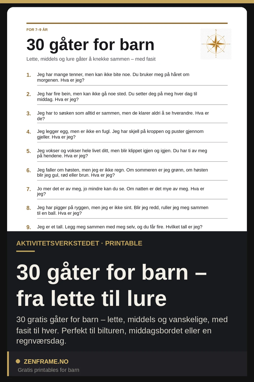 30 gåter for barn – fra lette til lure — Zenframe