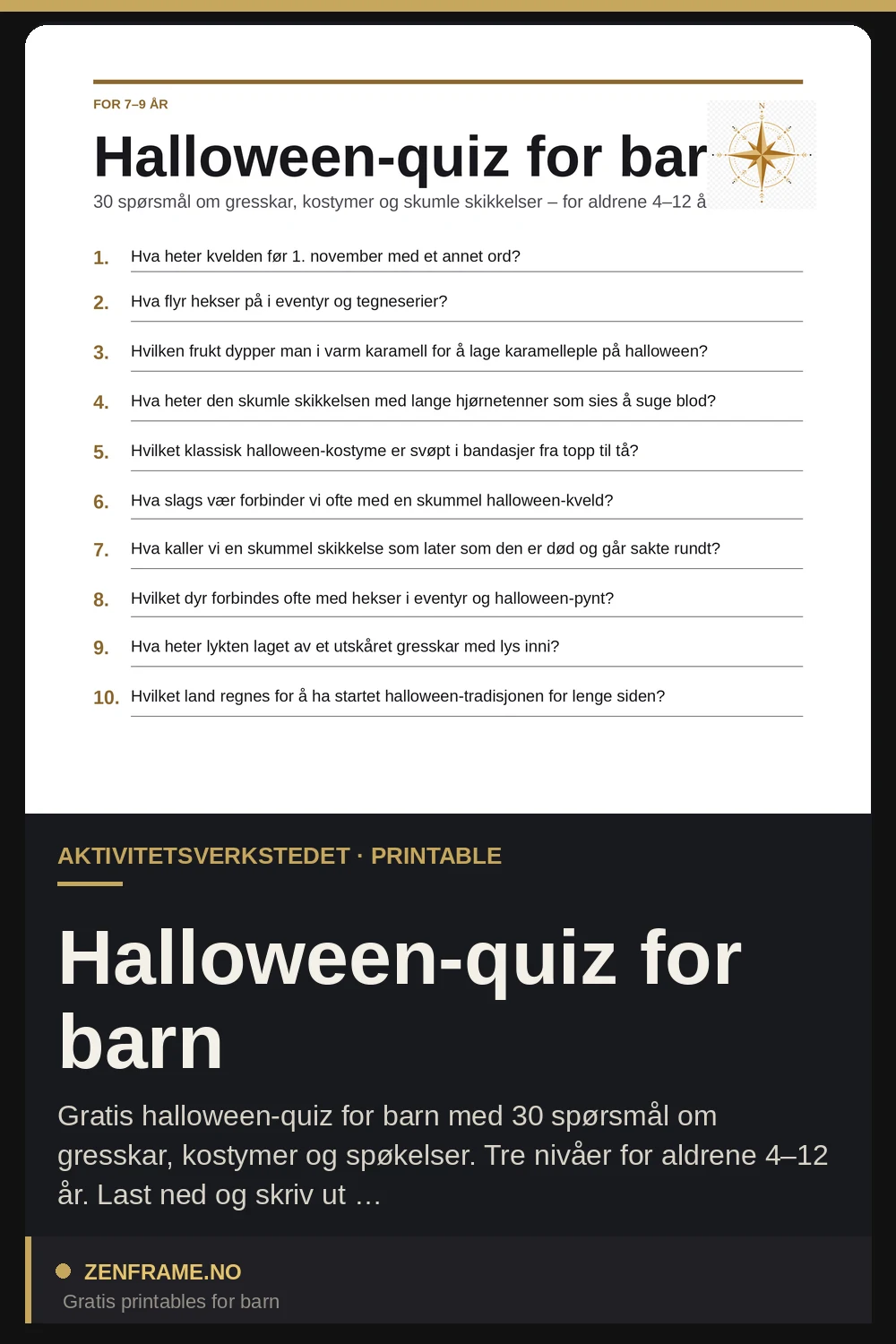 Quiz di Halloween per bambini — Zenframe