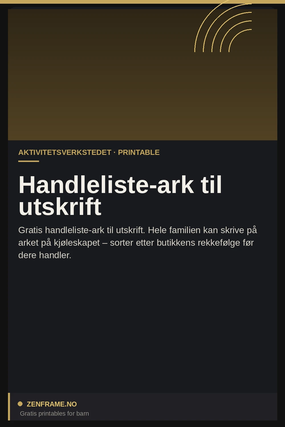 Handleliste-ark til utskrift — Zenframe