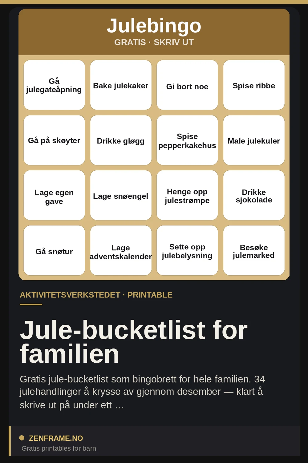 Jule-bucketlist for familien — Zenframe