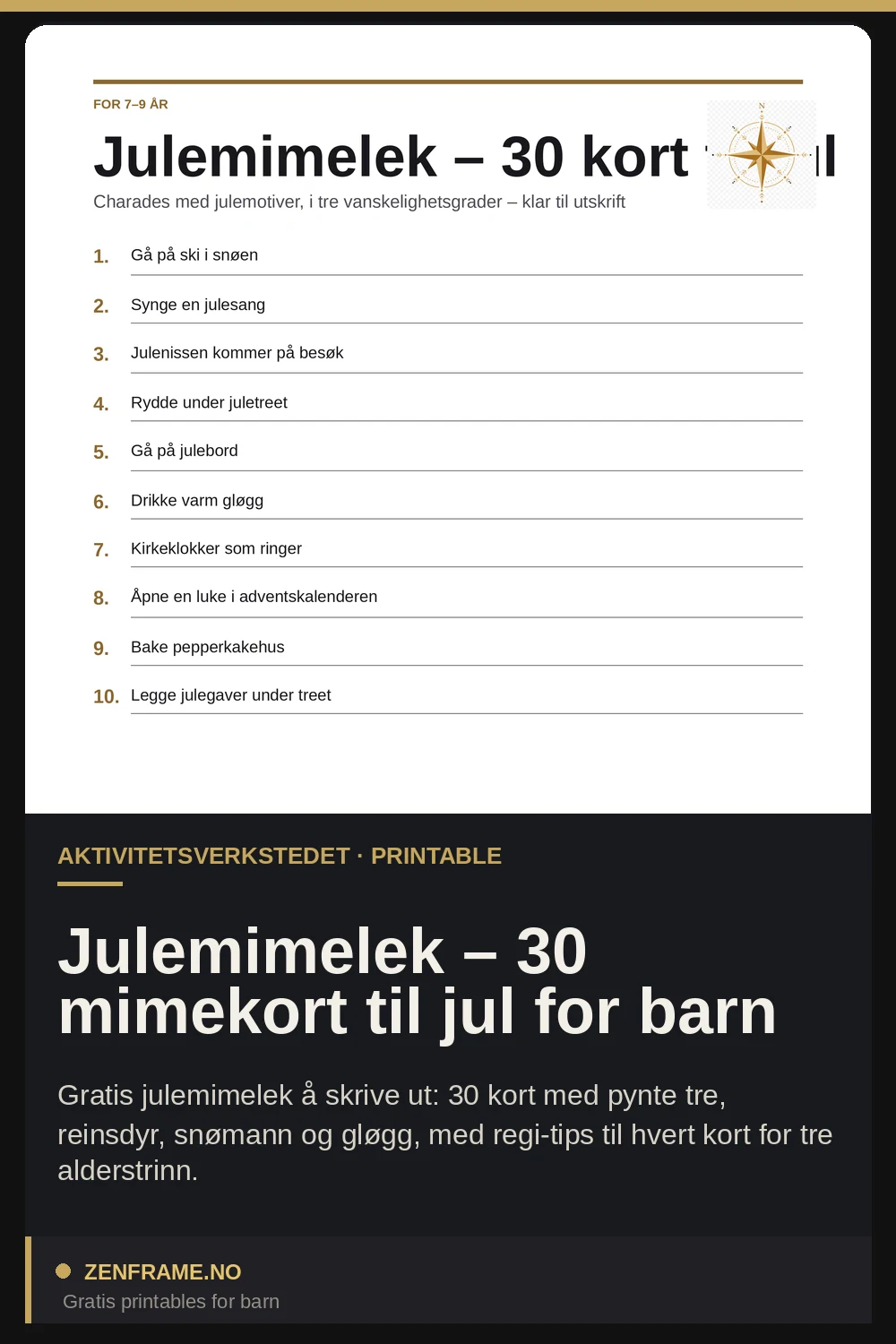 Julcharader – 30 mimekort till jul för barn — Zenframe