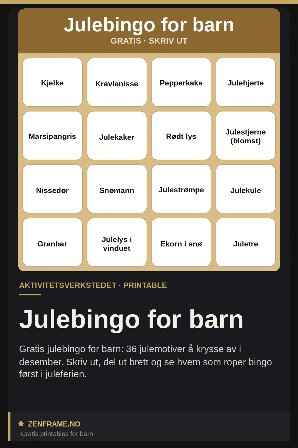 Julebingo til børn — Zenframe