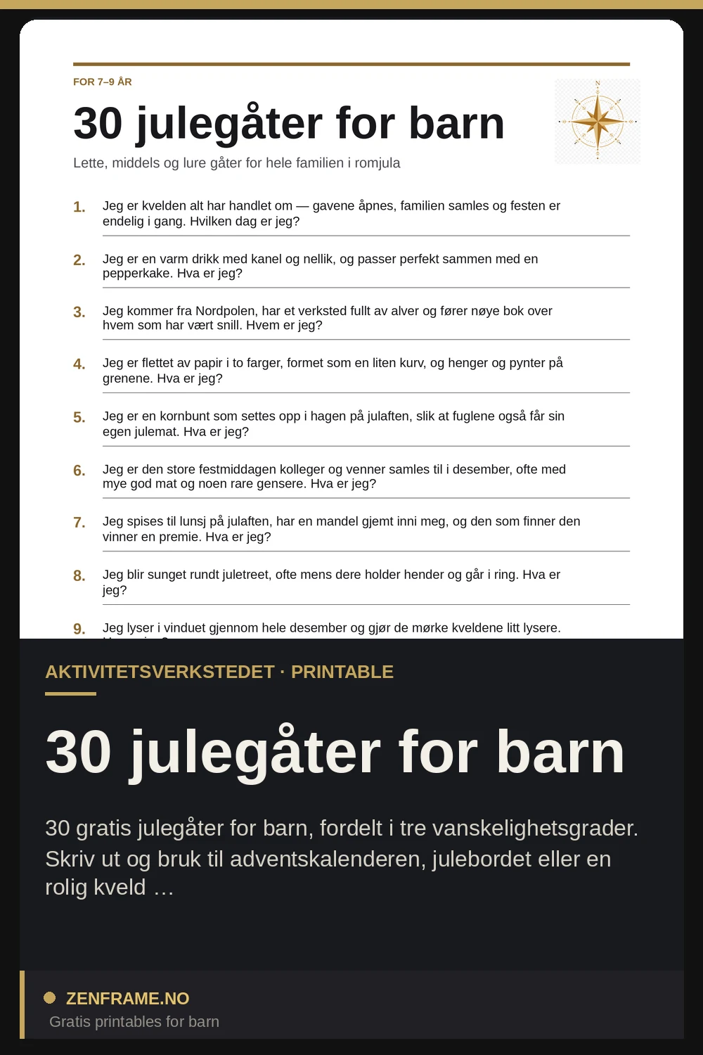 30 julegåder til børn — Zenframe