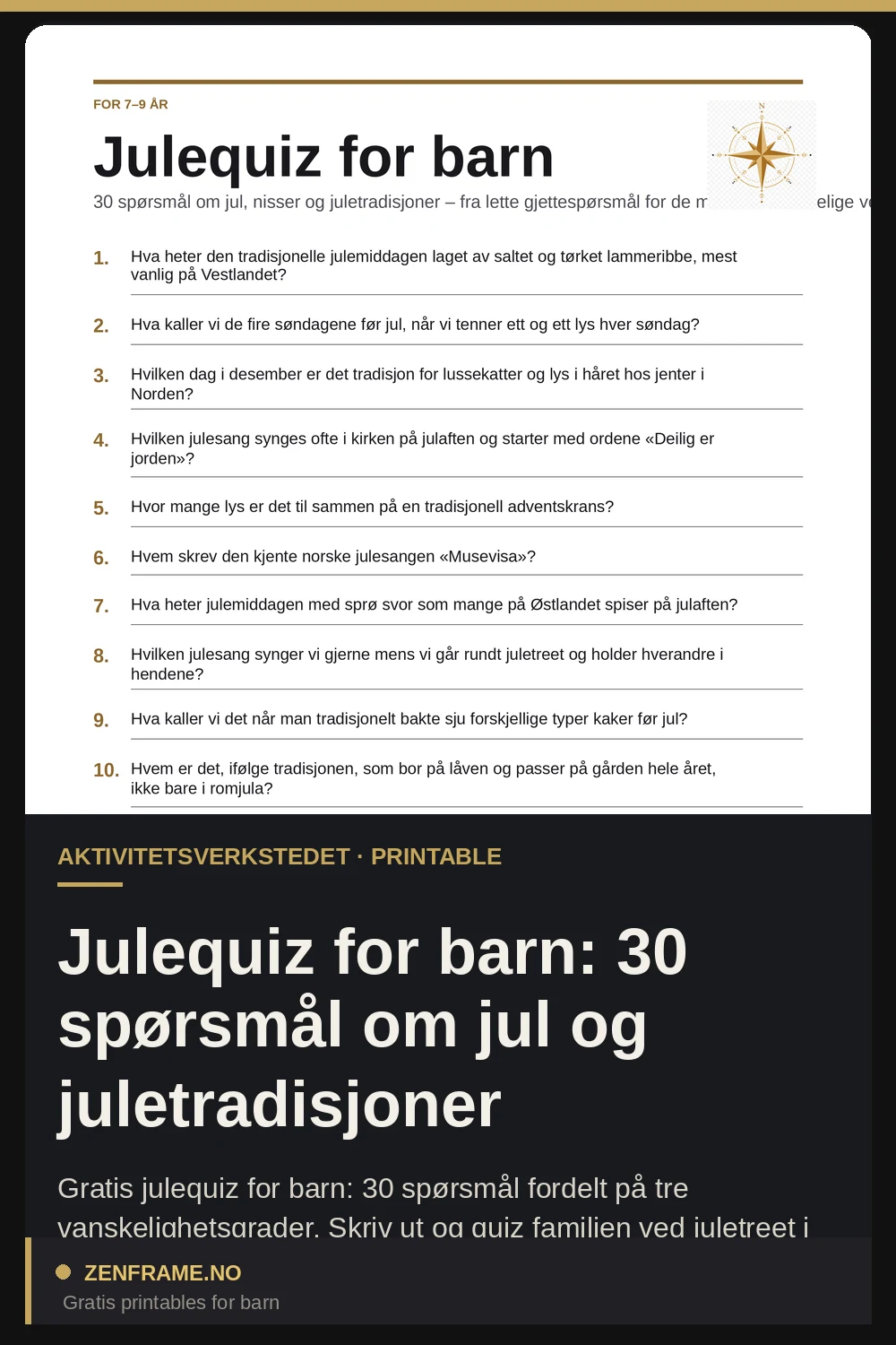 Julquiz för barn: 30 frågor om jul och jultraditioner — Zenframe