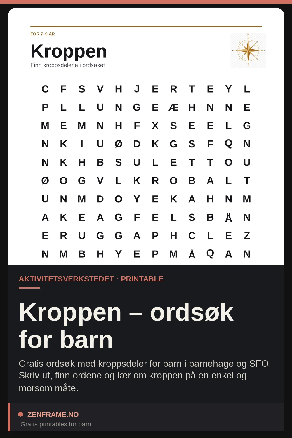 Kroppen – ordsøk for barn — Zenframe