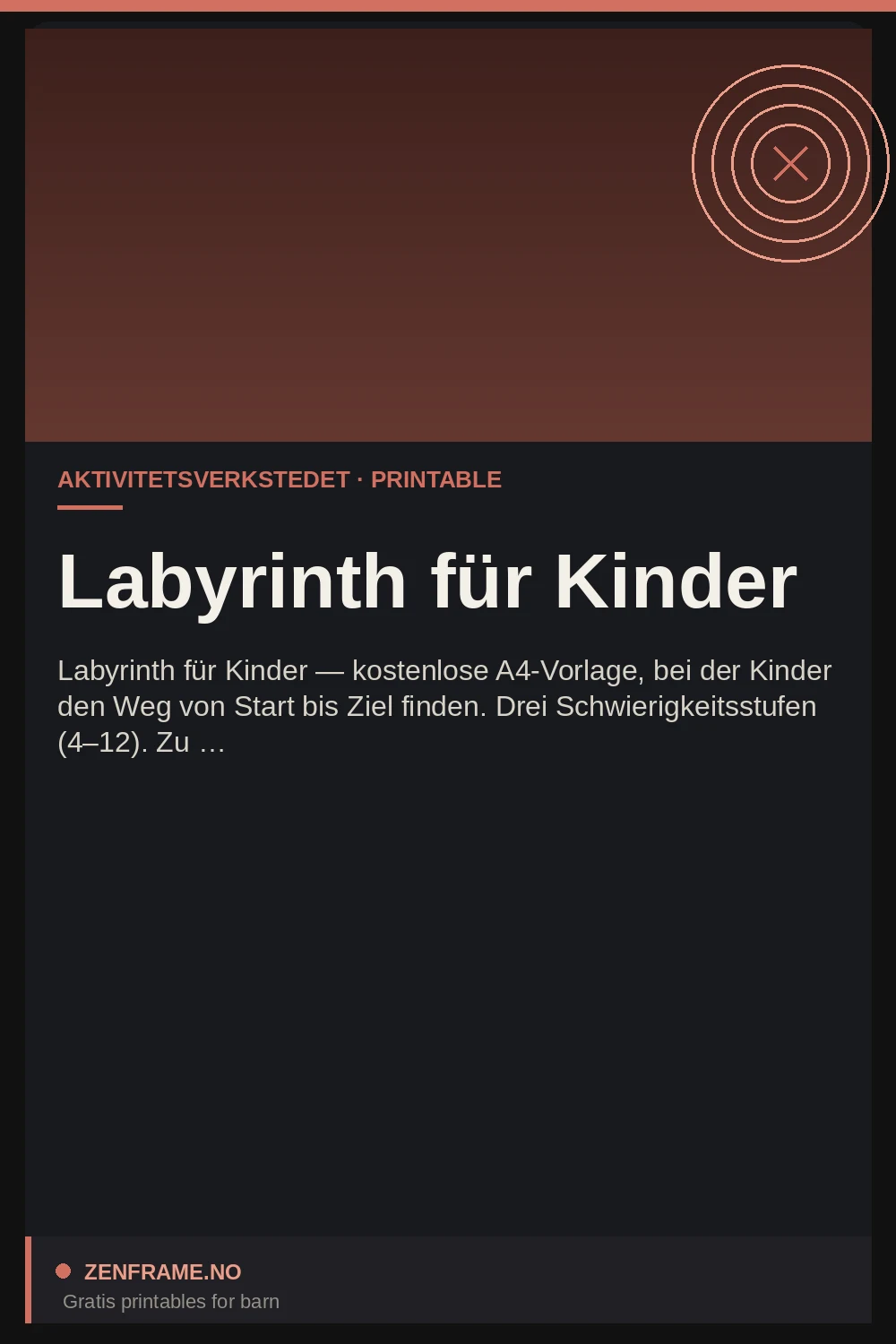 Labyrint til børn — gratis printable A4-ark fra Zenframe