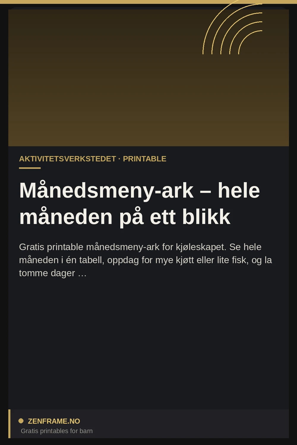Månedsmeny-ark – hele måneden på ett blikk — Zenframe