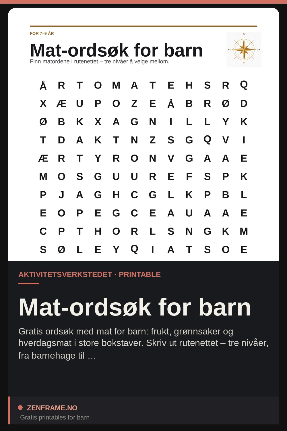 Mat-ordsøk for barn — Zenframe