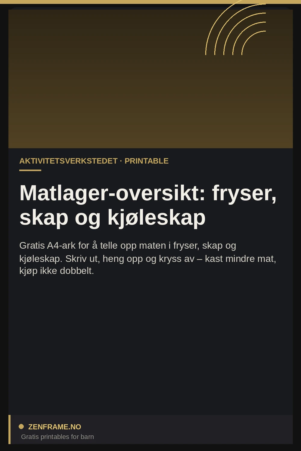Matlager-oversikt: fryser, skap og kjøleskap — Zenframe