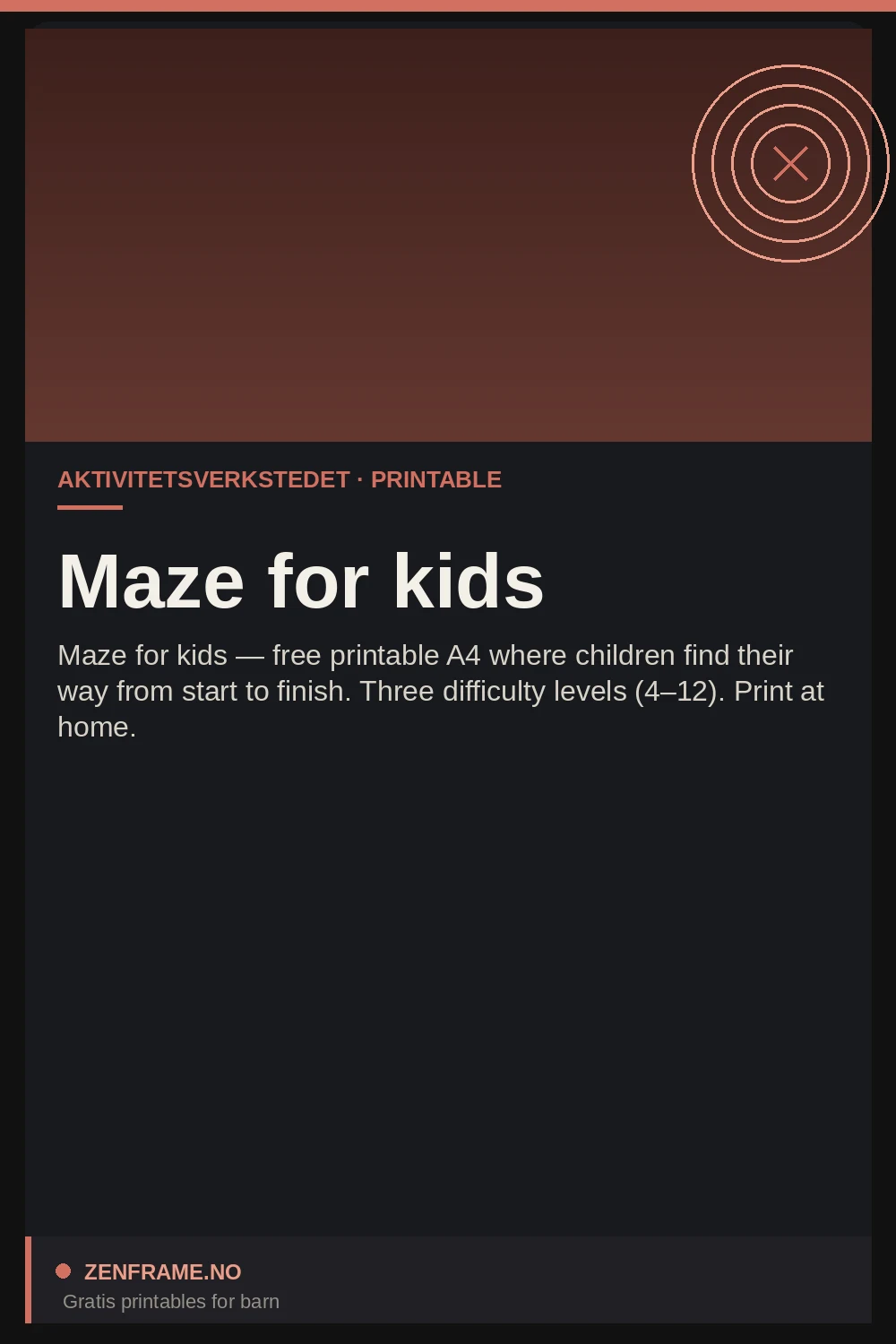 Maze for kids — free printable A4 sheet from Zenframe