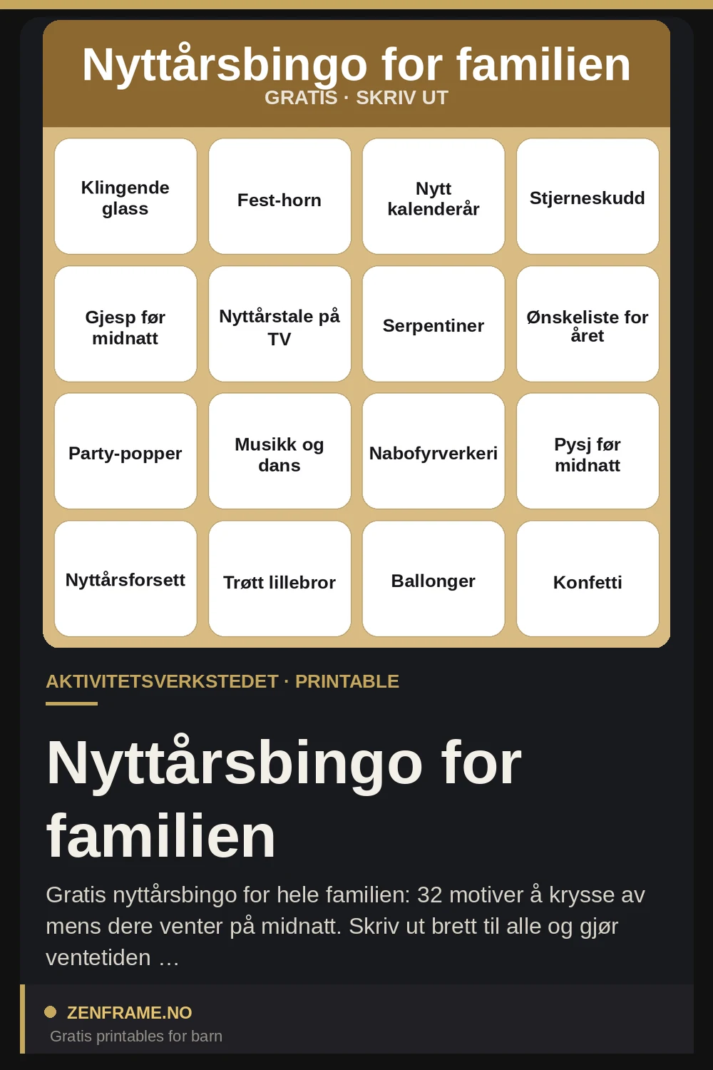 Nyttårsbingo for familien — Zenframe
