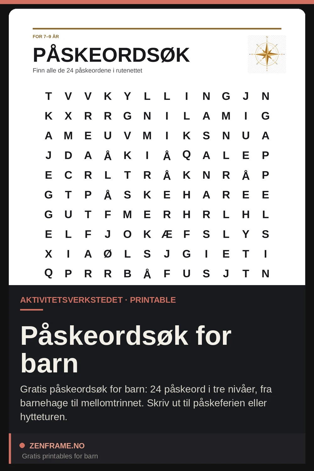 Påskeordsøk for barn — Zenframe