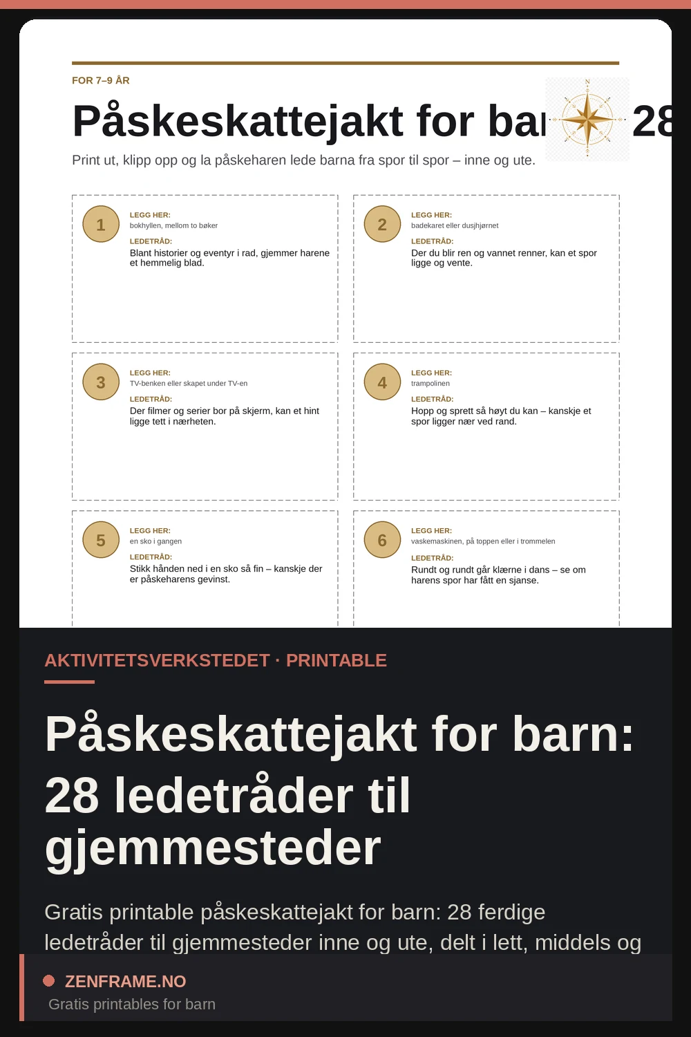 Påskeskattejakt for barn: 28 ledetråder til gjemmesteder — Zenframe