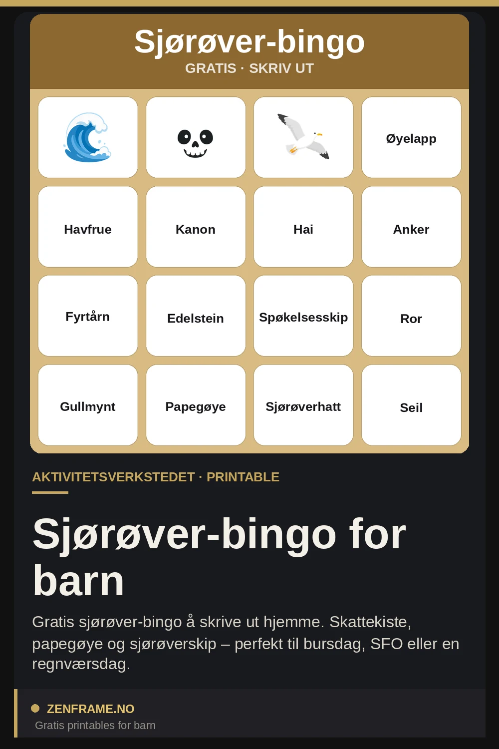 Pirate Bingo Printable for Kids — Zenframe