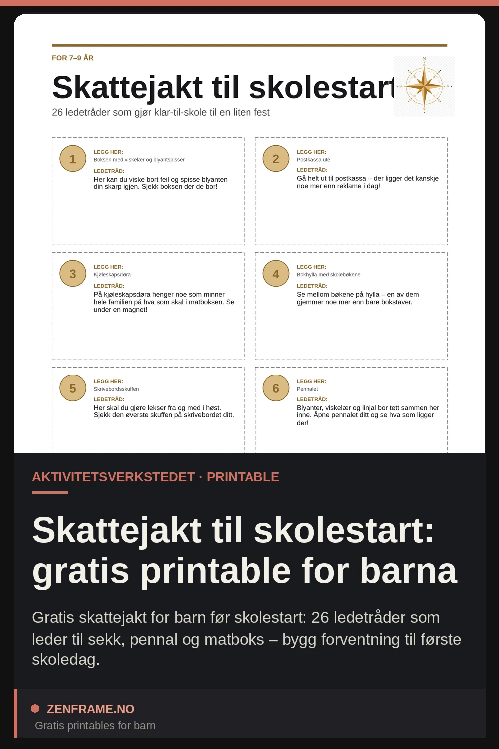 Skattejagt til skolestart: gratis printable til børnene — Zenframe