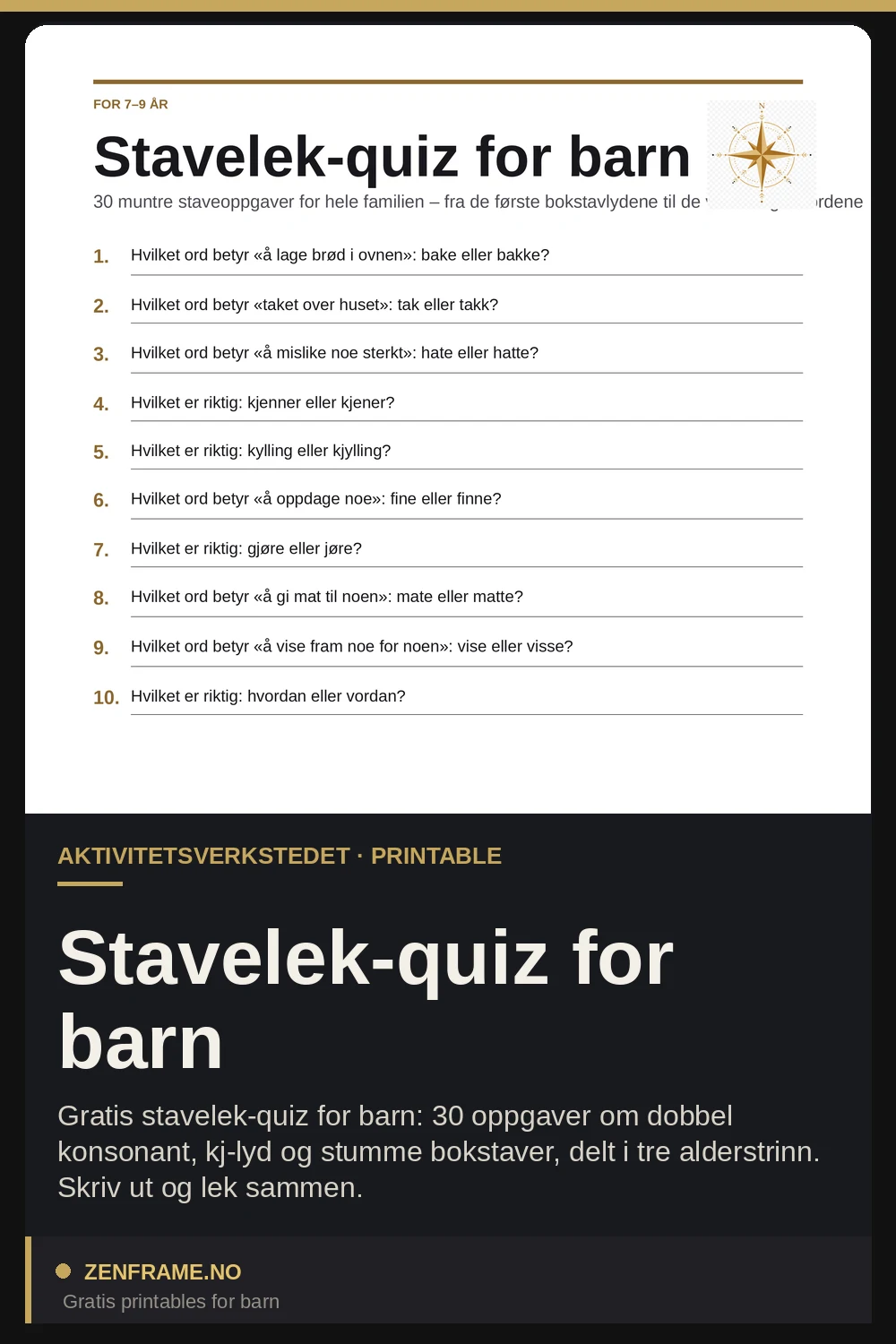 Stavequiz for børn — Zenframe