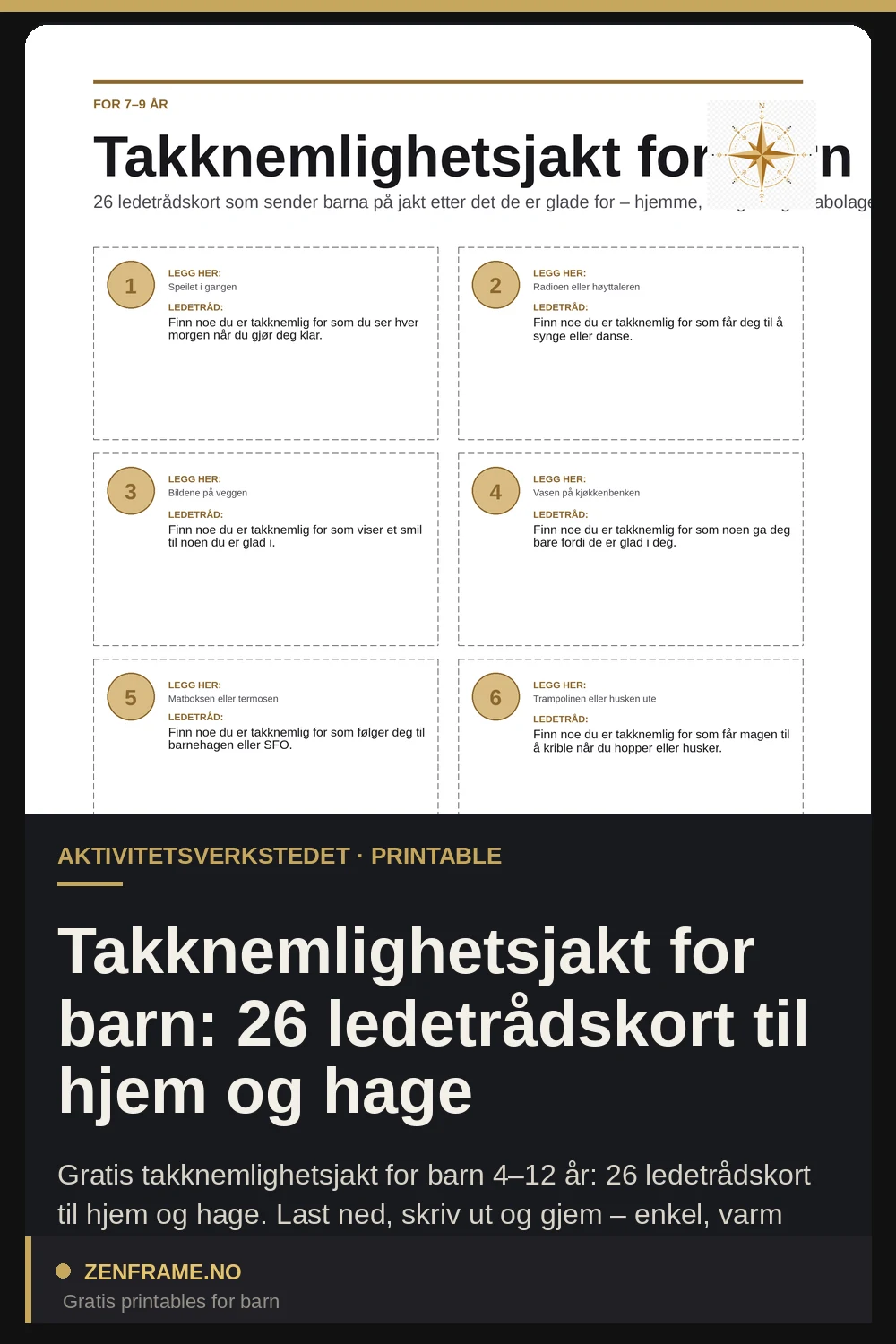 Tacksamhetsjakt för barn: 28 ledtrådskort till hemmet och trädgården — Zenframe