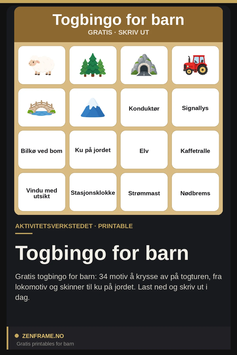 Tågbingo för barn — Zenframe