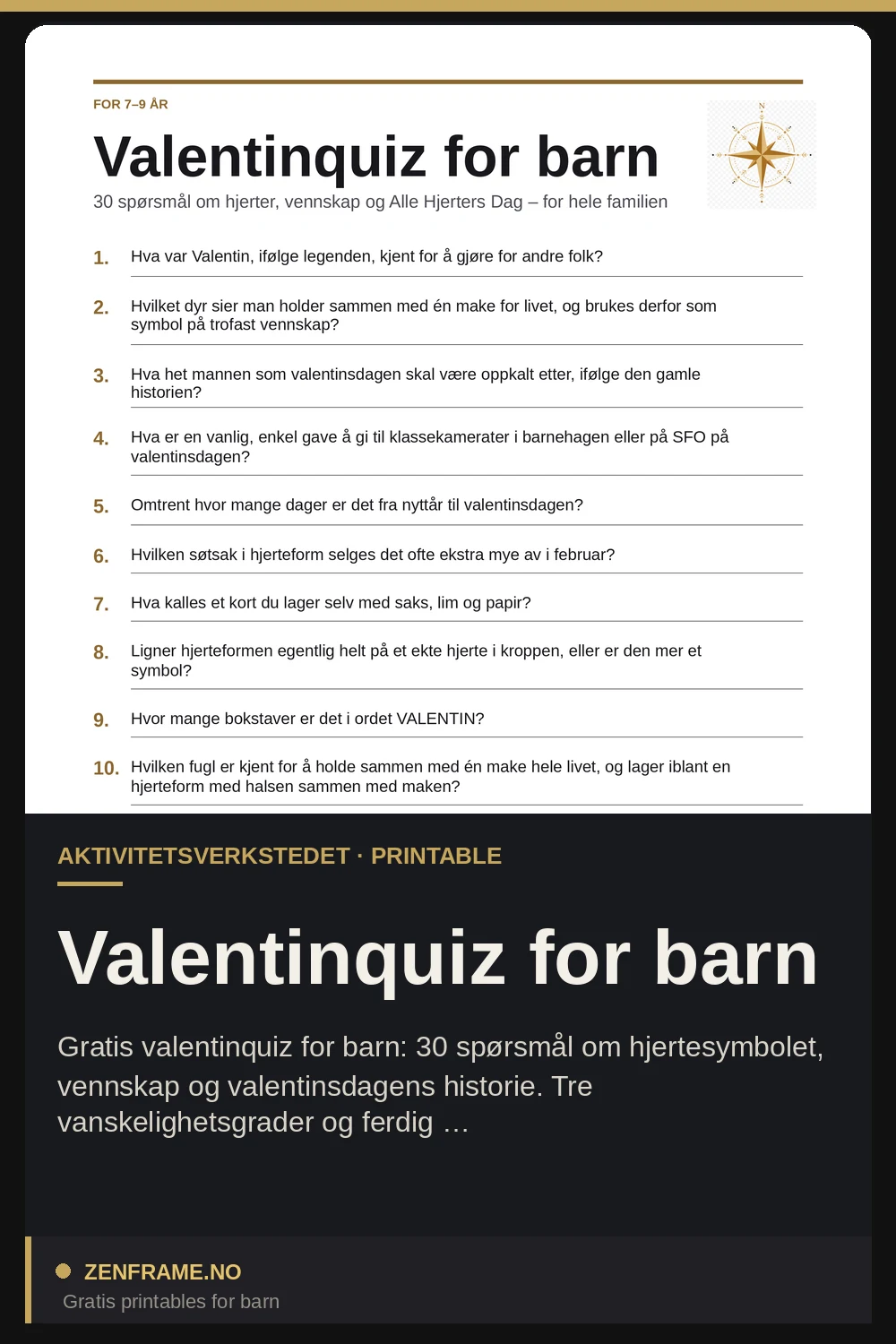 Valentinquiz for barn — Zenframe