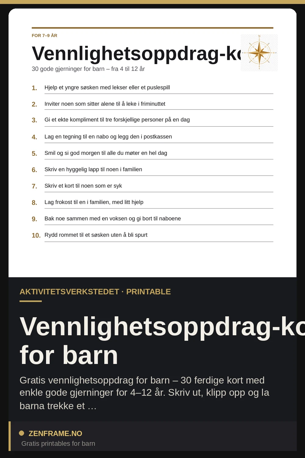 Venlighedsopgaver til børn — Zenframe