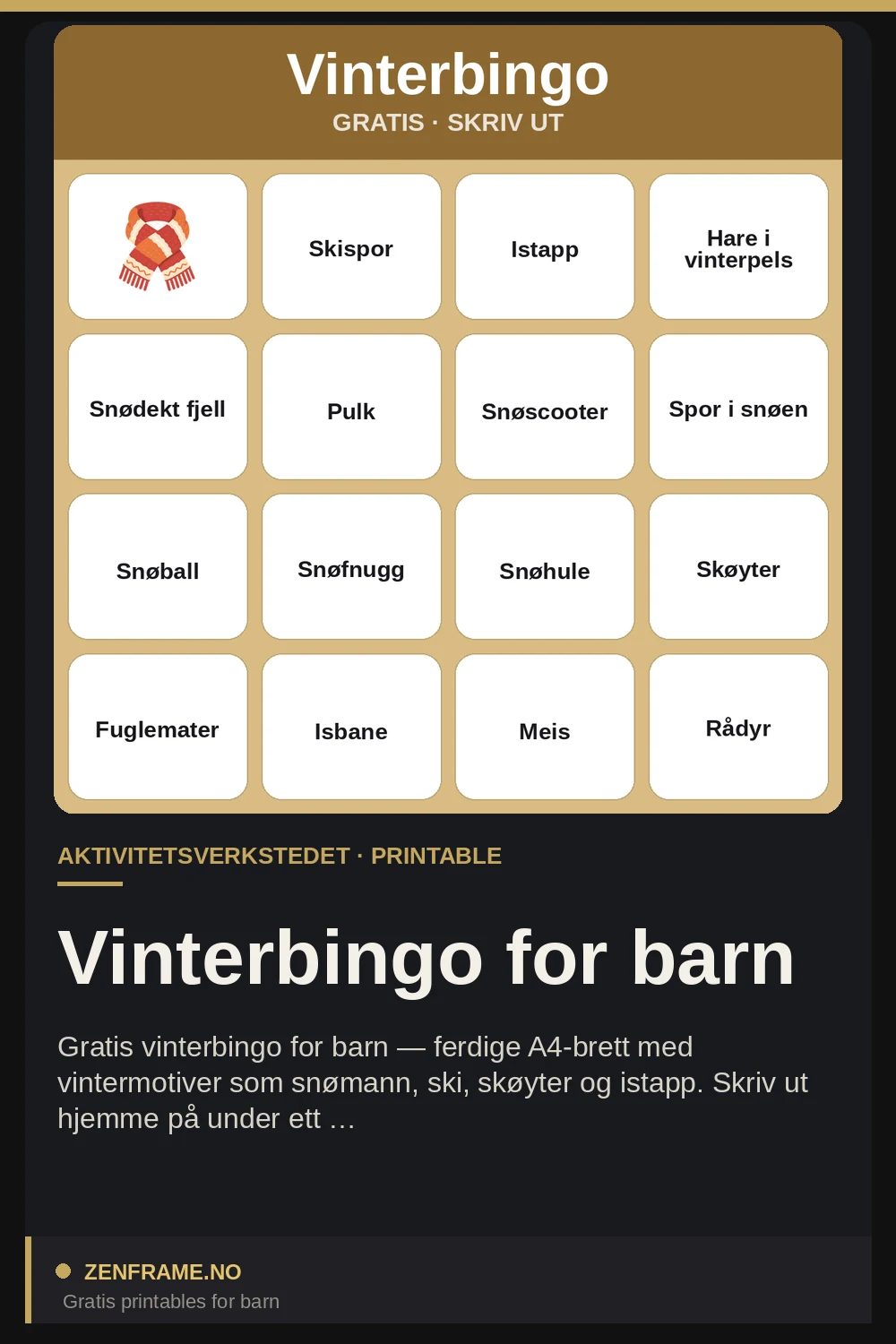 Vinterbingo for børn — Zenframe