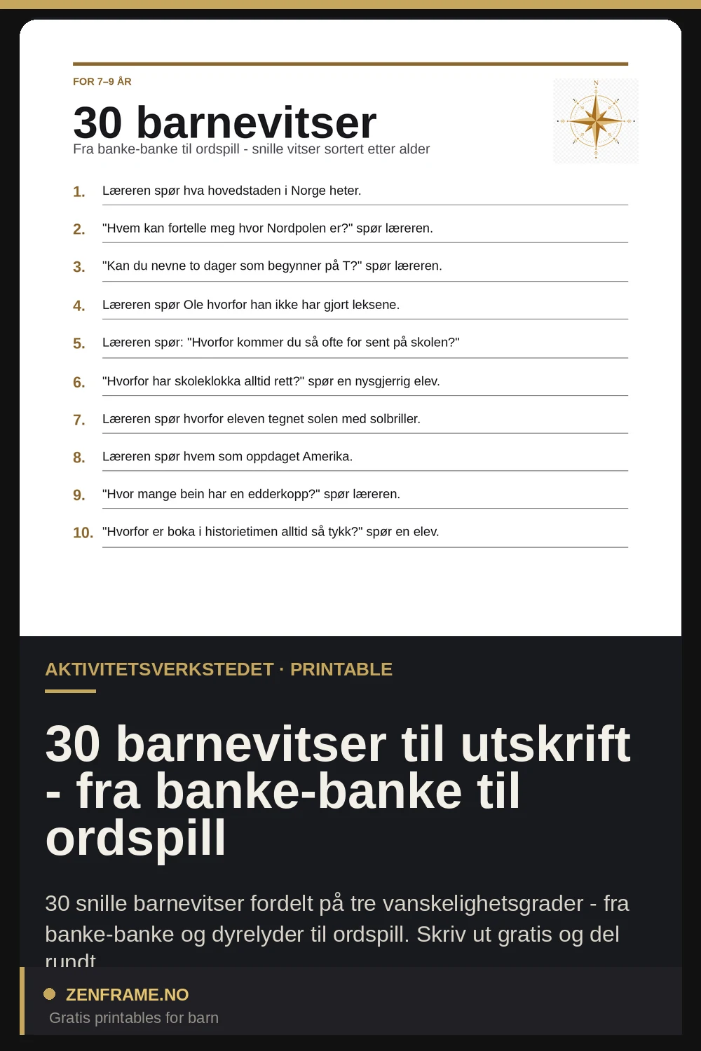 30 barnvitsar att skriva ut - från knacka-på till ordvitsar — Zenframe